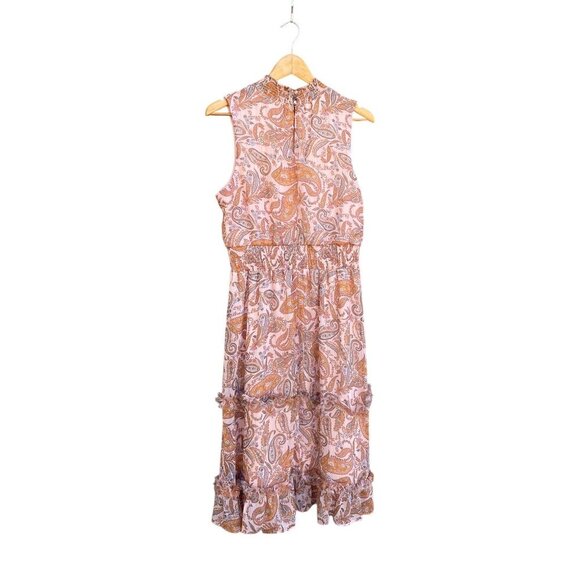 1. State Sleeveless Paisley Chiffon Midi Print Dress Size L Sleeveless Flowy GUC - Picture 3 of 12